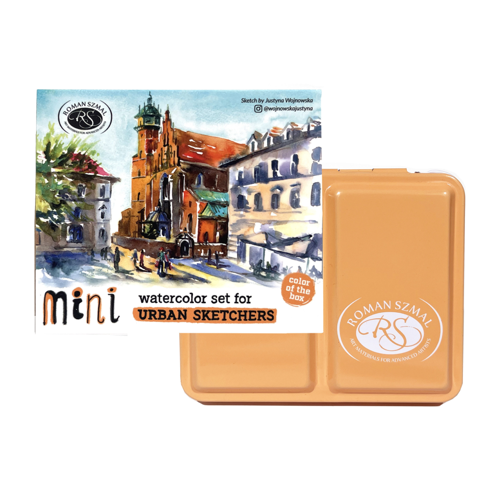 Краски акварельные "Aquarius. Mini Urban Sketcher set", 8 цветов, полукюветы, коробка, абрикос