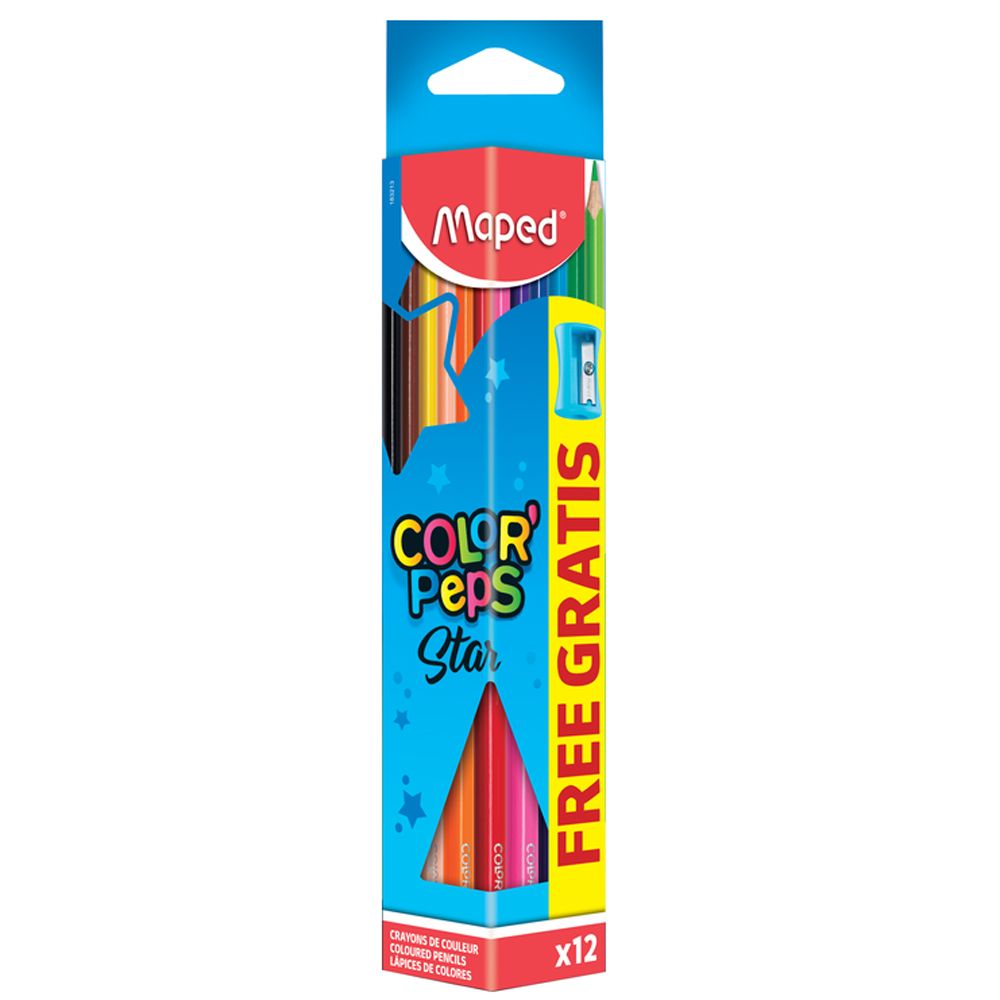 Цветные карандаши Maped "Color Peps"+точилка, 12 цветов