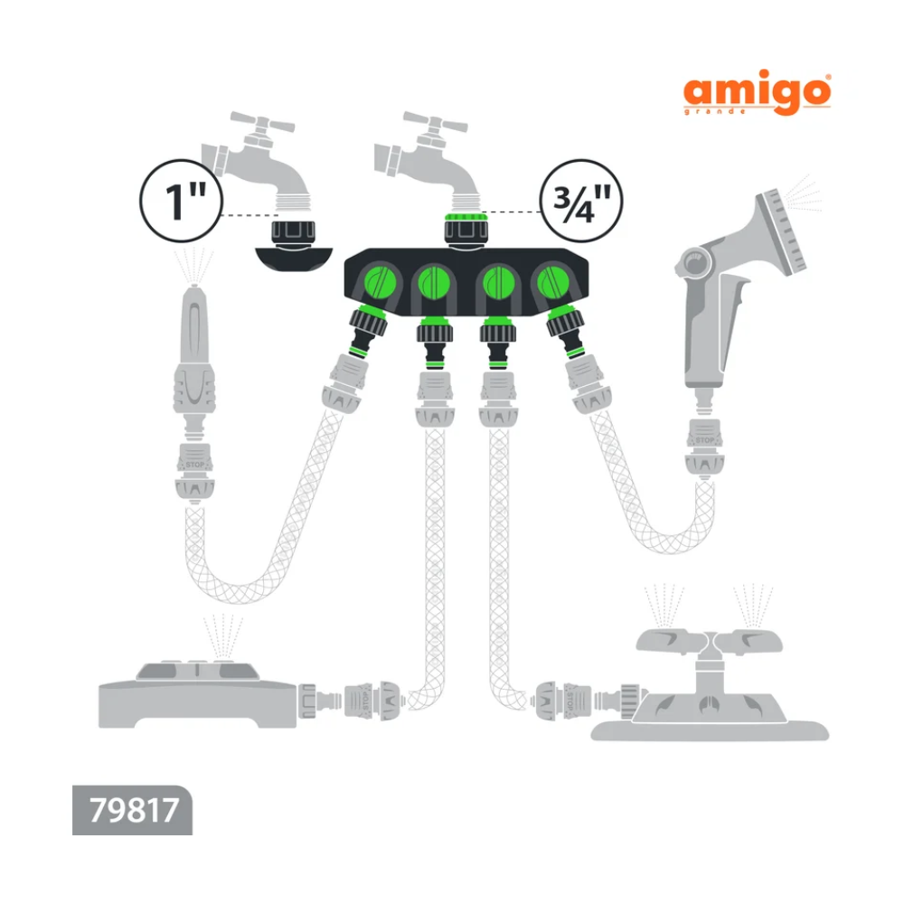 Разделитель потоков "Amigo Grande 79817", 3/4-1", четырехканальный - 5