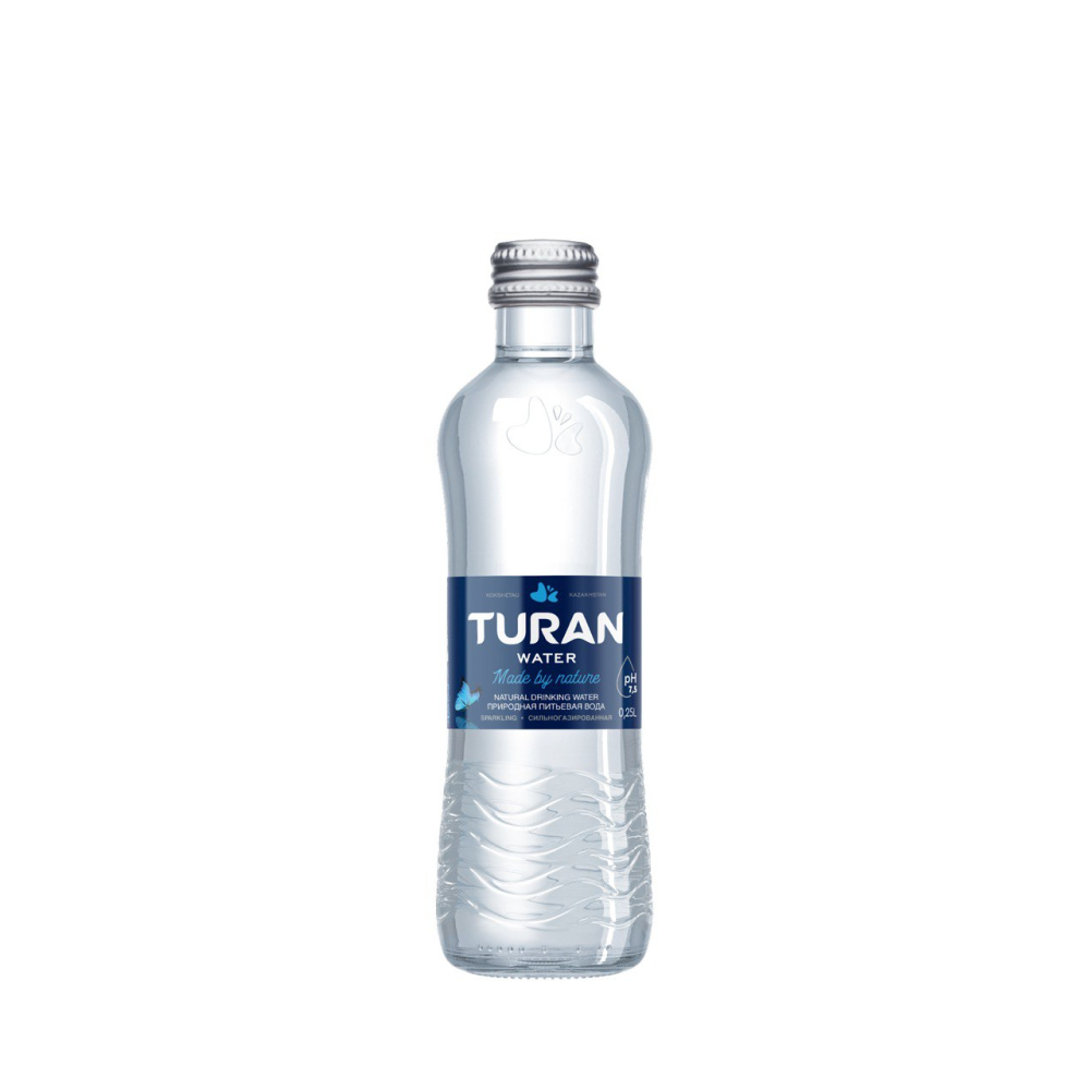 Вода минеральная питьевая "Тuran", газированная, 0.25 л, стеклянная бутылка