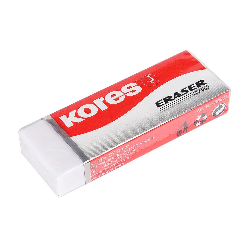 Ластик Kores "KE20", 1 шт, белый
