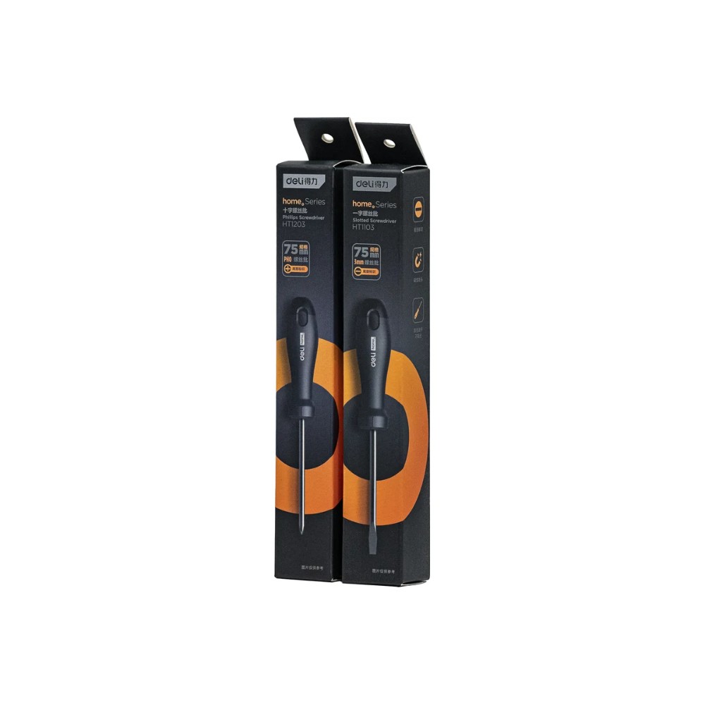 Отвертка Deli HS EHT1103, SL3х75 мм, Soft Touch, черный - 9