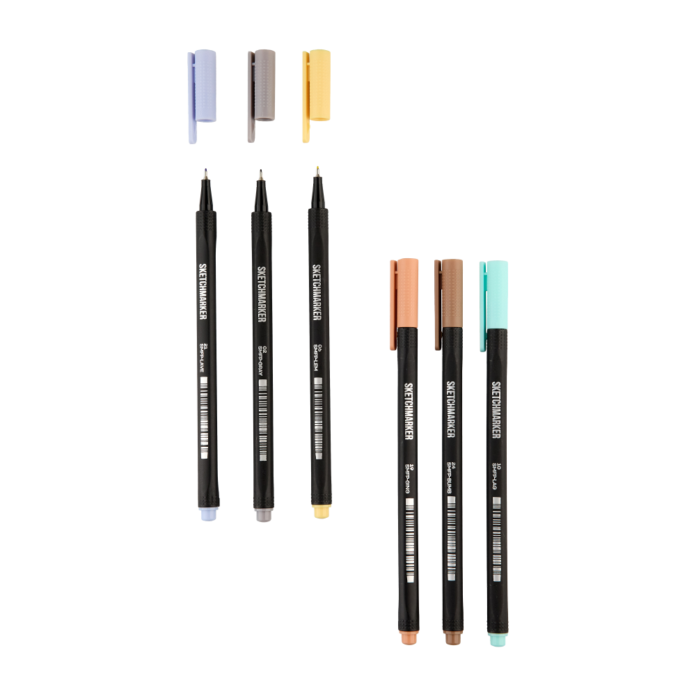 Ручка капиллярная "Sketchmarker Artist fine pen Pastel", 6 шт - 12