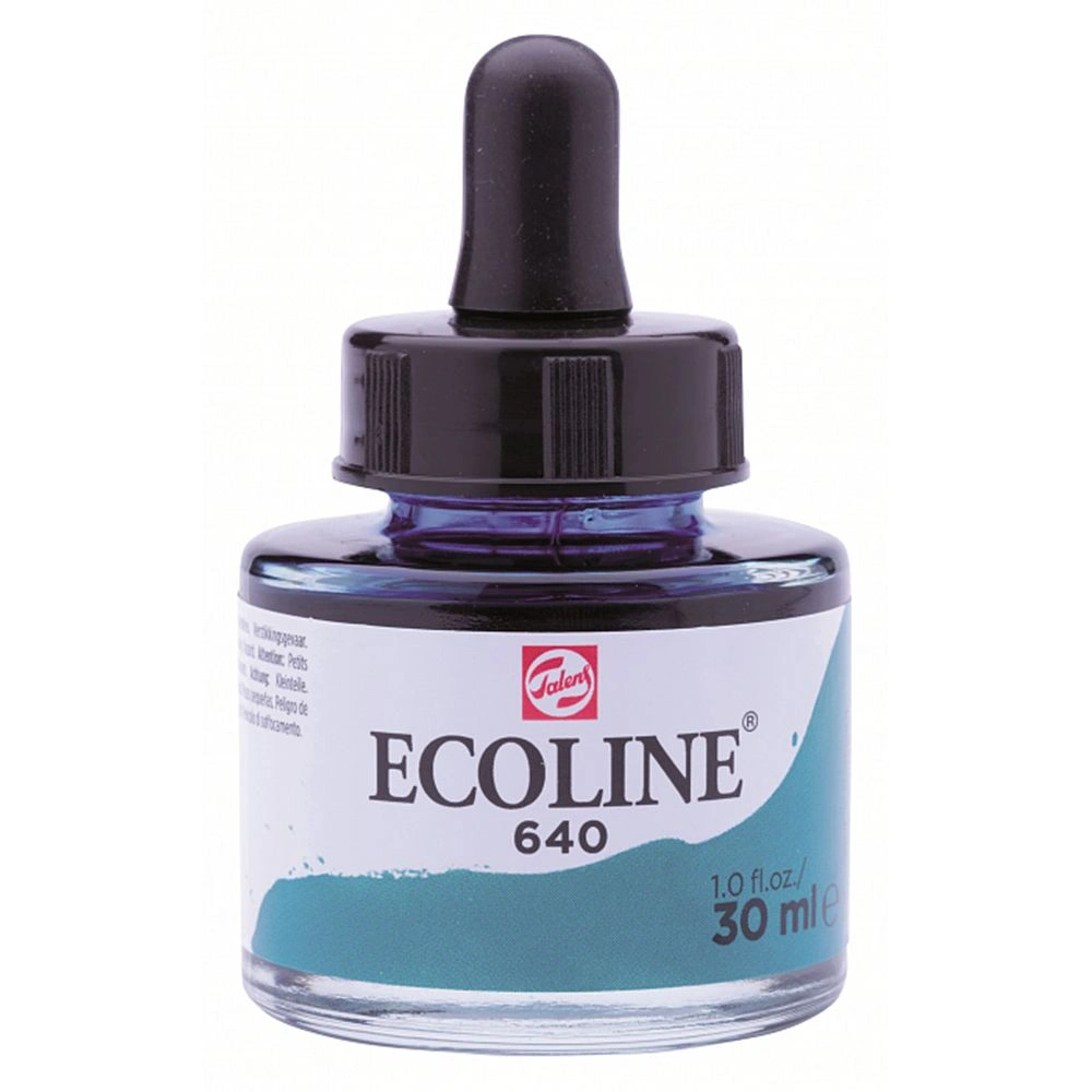 Жидкая акварель "ECOLINE", 640 сине-зеленый, 30 мл