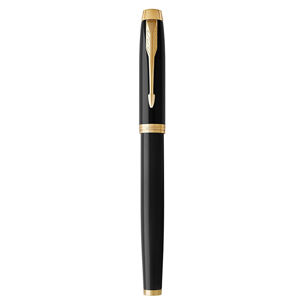 Ручка-роллер Parker "IM Black Lacquer GT", 0.5 мм, черный, золотистый, стерж. черный - 3