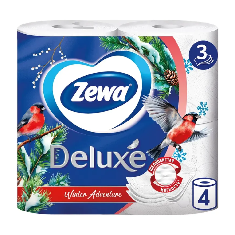 Бумага туалетная "Zewa Deluxe", 3 слоя, 4 рулона - 2