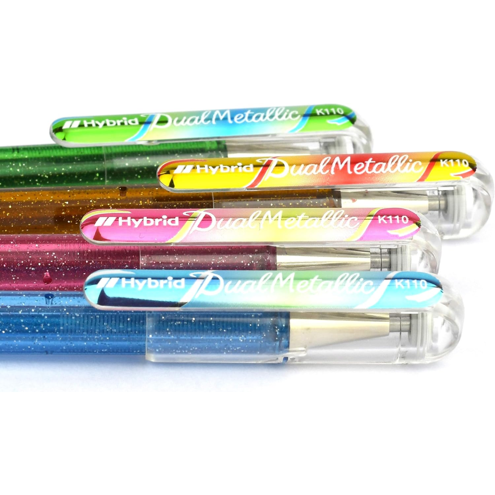 Набор ручек гелевых "Pentel Dual Metallic", 4 шт, ассорти - 6