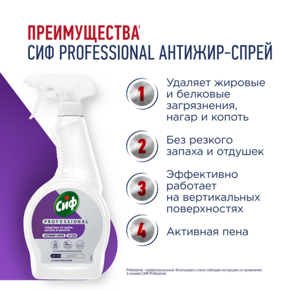 Средство чистящее для кухни "Сиф Professional Антижир", 500 мл, с триггером - 3