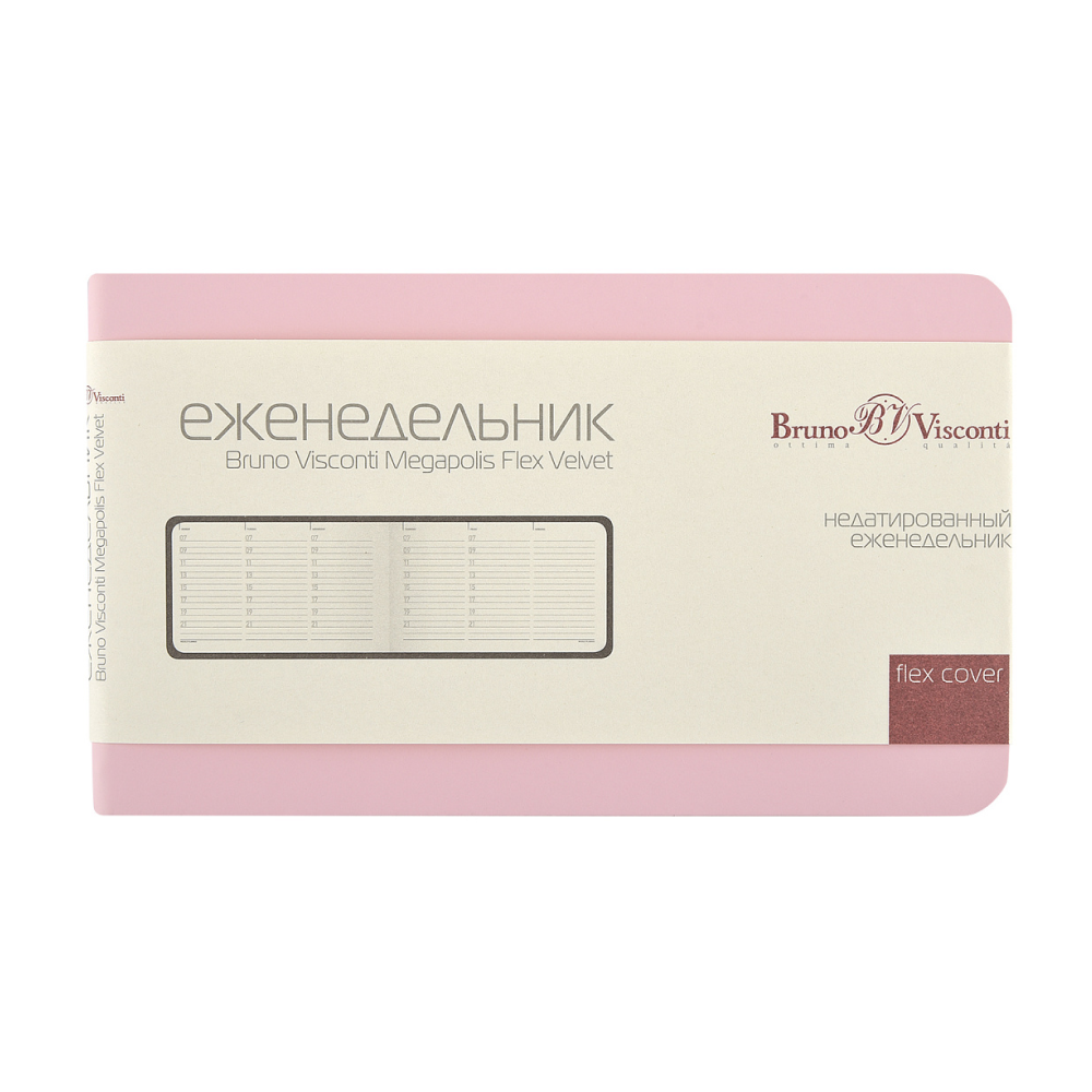 Еженедельник недатированный "Megapolis Velvet Flex", А6, 160 страниц, зефирный розовый - 2