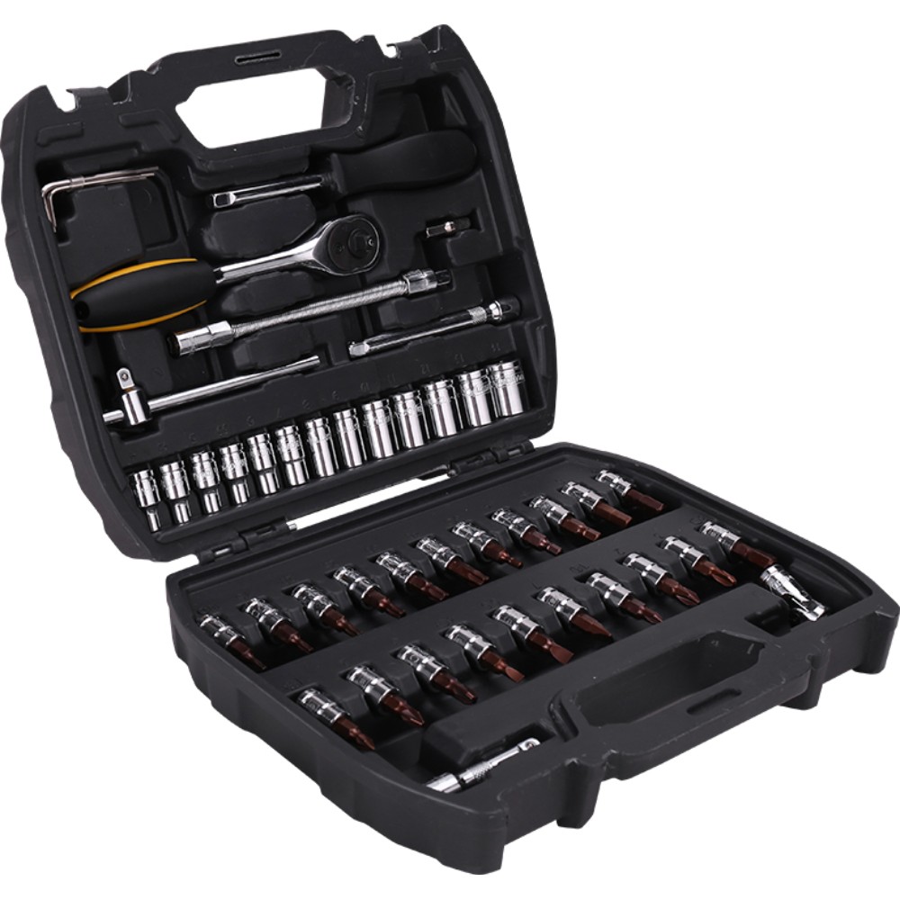 Набор головок торцевых Deli YS EDL1046 1/4", 4-14 мм, 46 шт, кейс, черный, серебристый - 3