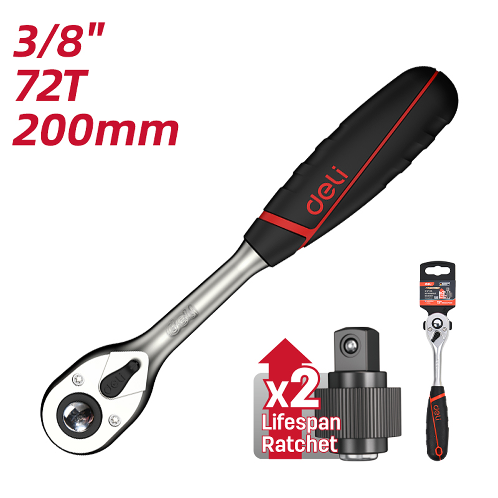 Ключ-трещотка Deli RS EDQ41802, 1/4", 150 мм, 72 зуба - 6