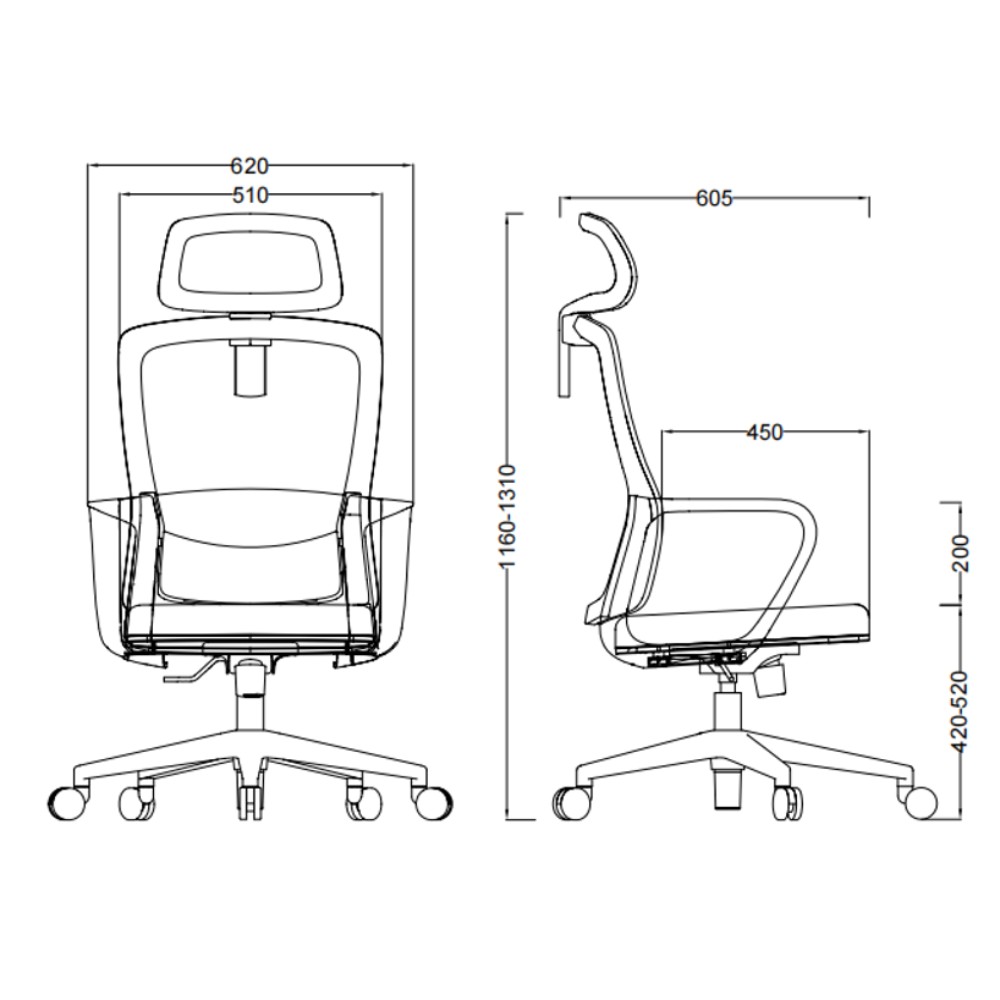 Кресло компьютерное SitZone U-060A, сетка, ткань, черный, 2 шт/упак - 5