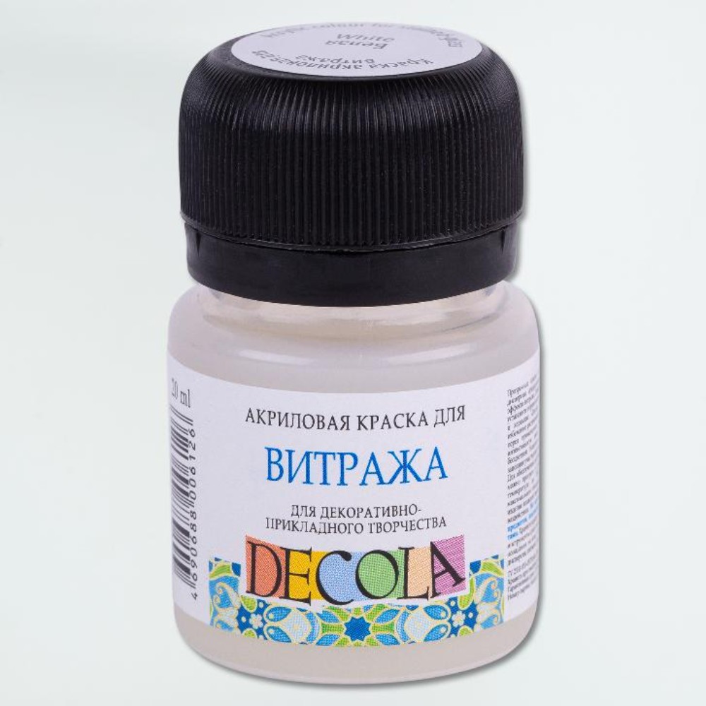 Краска акриловая для витража "Декола", 104 белая, 20 мл., банка - 2