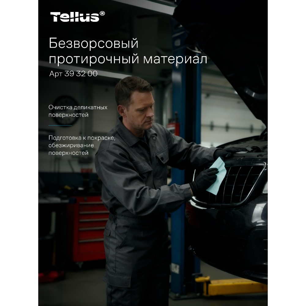 Протирочный материал нетканый Tellus, безворсовый, 1 слой, 100 листов, WM5 - 21