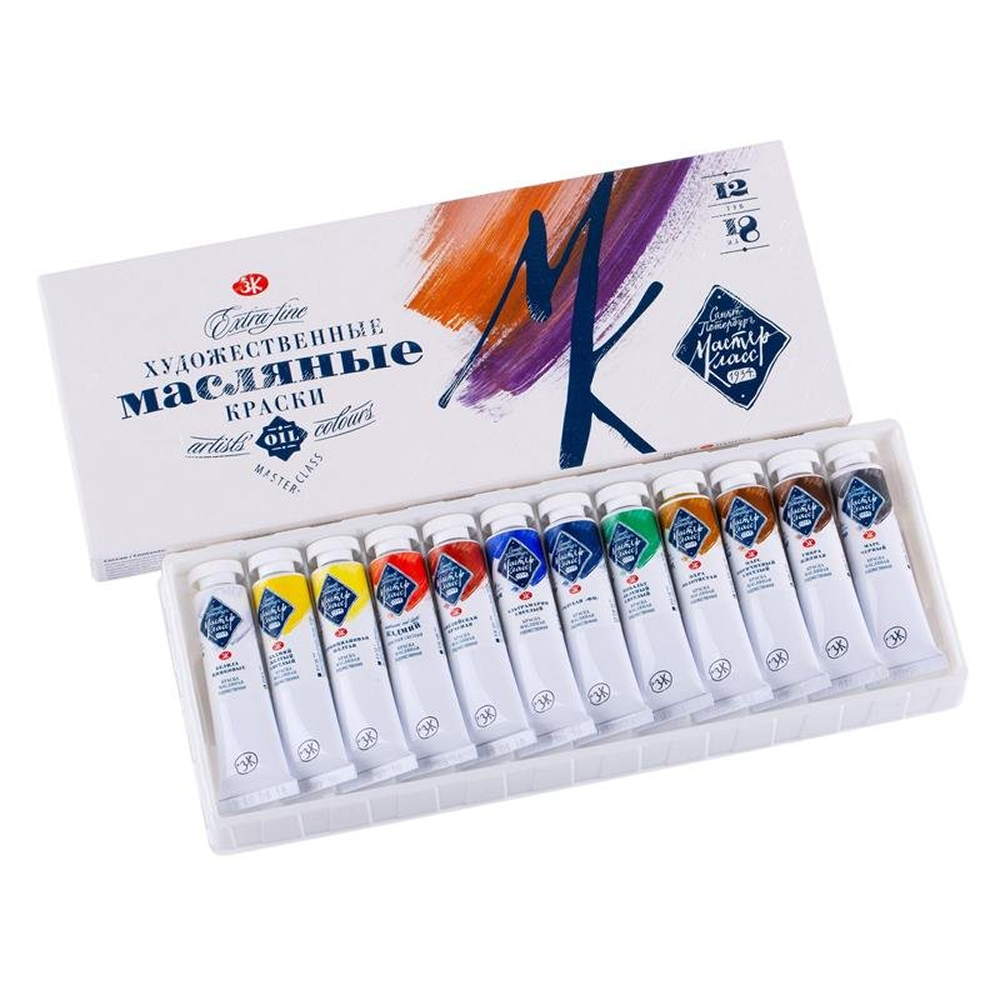 Краски масляные "Мастер-класс", 12 цветов, 18 мл