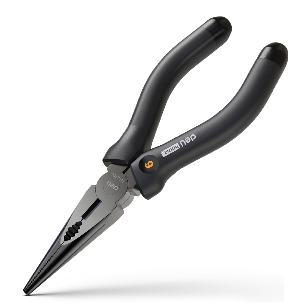 Длинногубцы Deli HS EHT2106, 160 мм, Soft Touch, черный