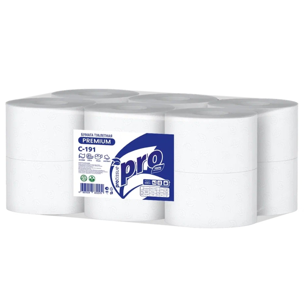 Бумага туалетная  PROtissue 170м, 2 слоя, Instant, 100% целлюлоза - 2