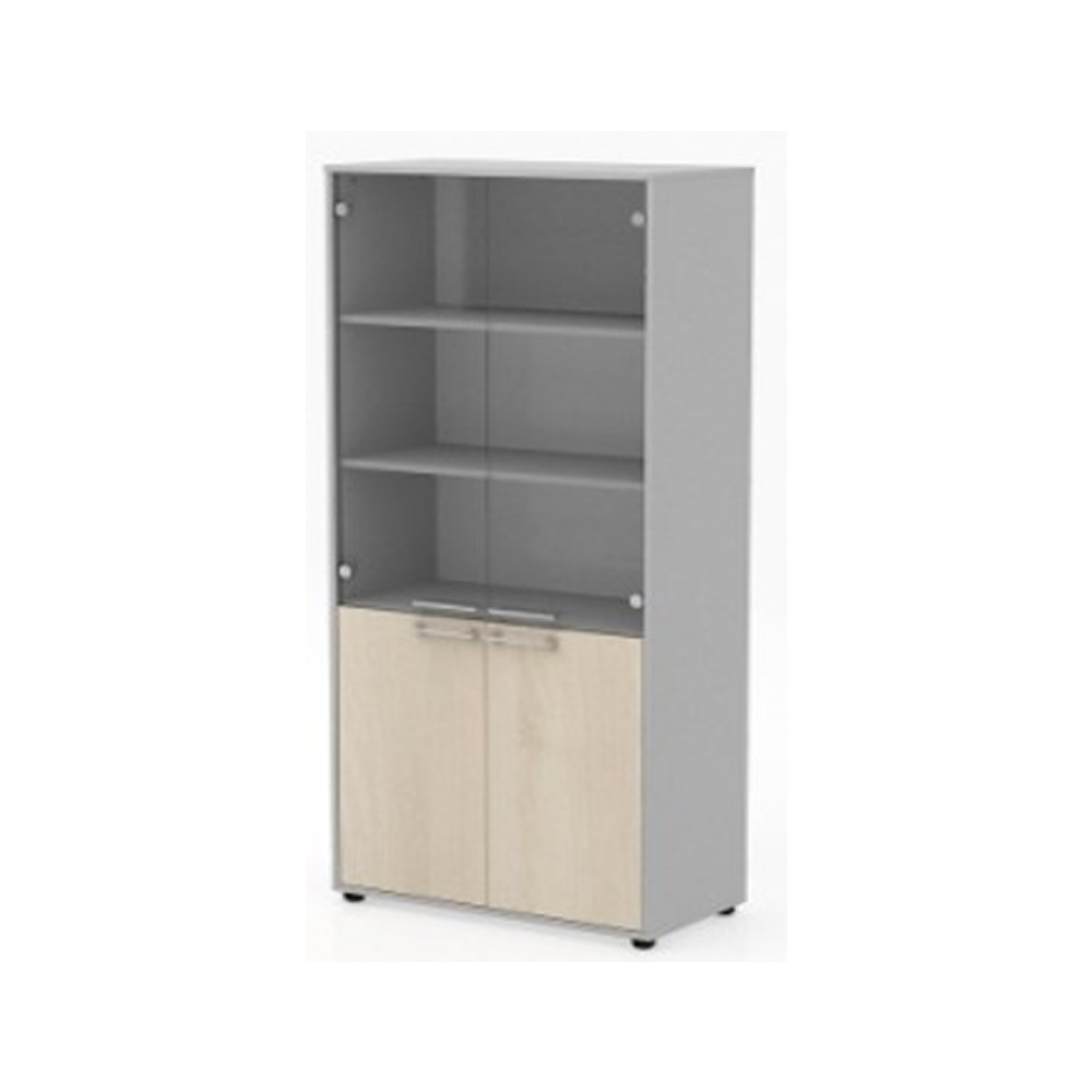 Коллекция Титан Шкаф ТН450/2+ТНД22+ТНС32_гр+ТНТ80/2, 800х400х1825, с комбинироваными дверями (графит) и топом