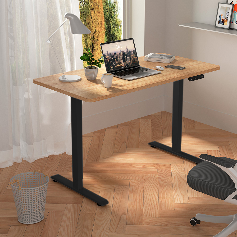 Стол с электроприводом WellDesk Prime 1300x675х18 черный/дуб денвер трюфель (9191461+9072454) - 4