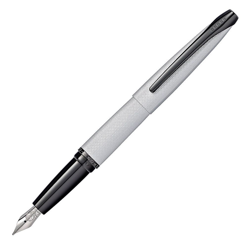 Ручка перьевая "Cross ATX Brushed Chrome Fountain Pen", M, белый, черный, патрон черный - 2