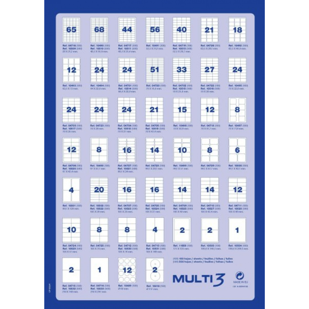Самоклеящиеся этикетки универсальные MULTI 3, 52.5х29.7 мм, 100 листов, белый - 2
