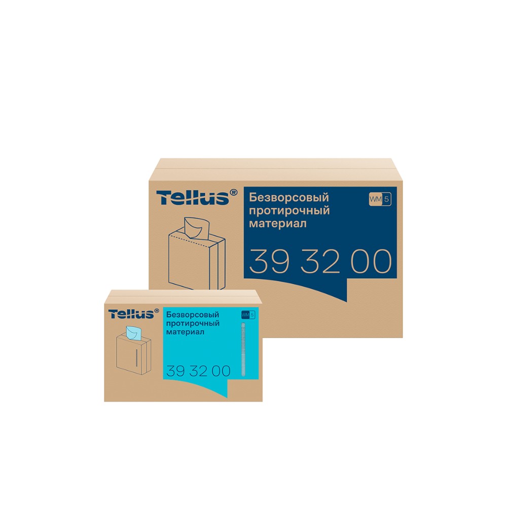 Протирочный материал нетканый Tellus, безворсовый, 1 слой, 100 листов, WM5 - 3