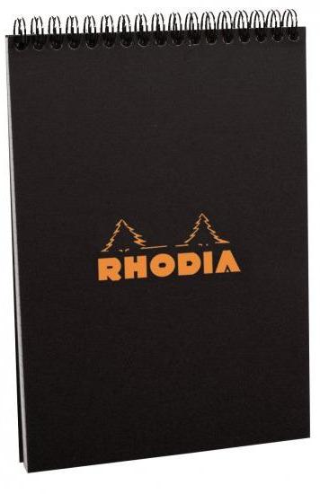 Блокнот "Rhodia" на пружине, A5, 80 листов, клетка, черный