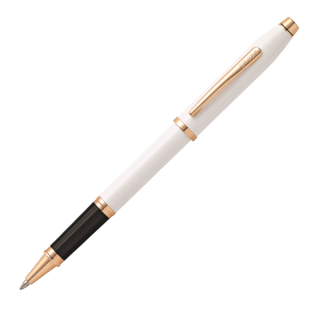 Ручка роллер "Century II Pearlescent White Lacquer", 0,7 мм, жемчужный, розовое золото, стерж. черный