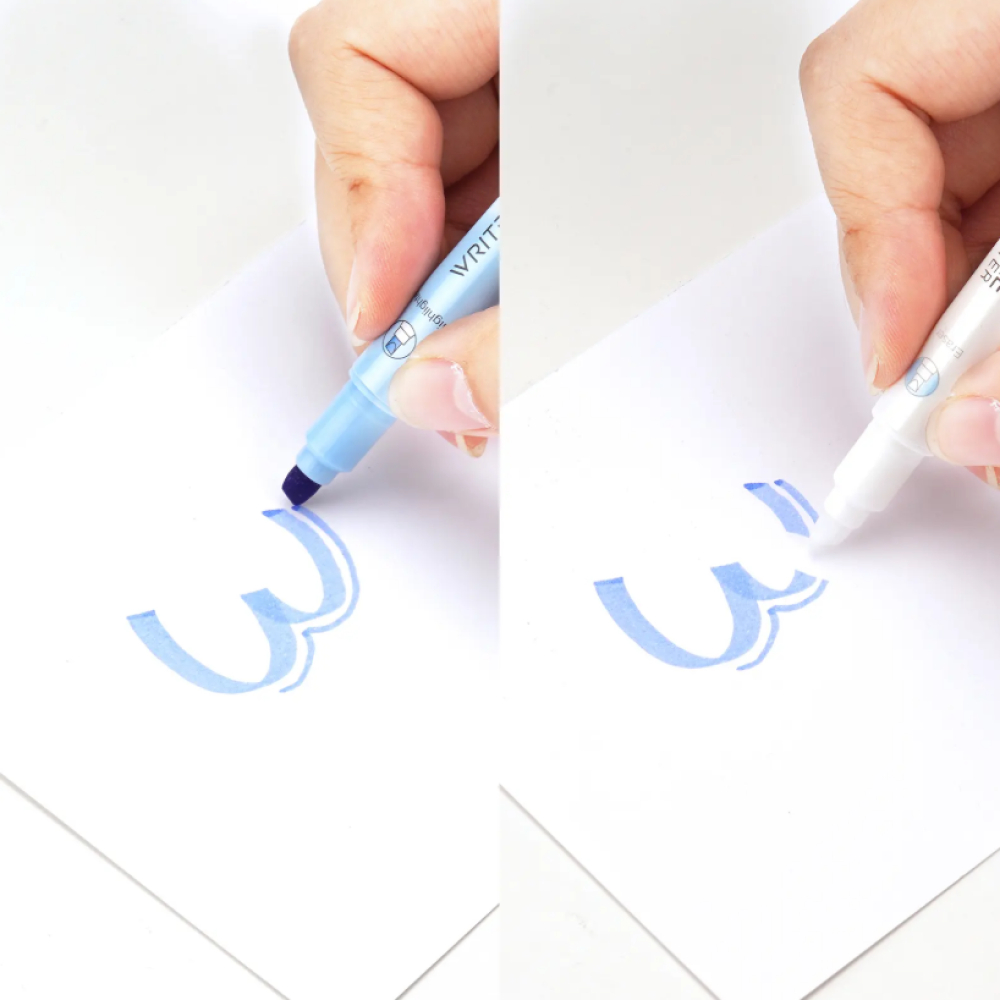 Маркер текстовый двусторонний "Erasable", желтый - 3
