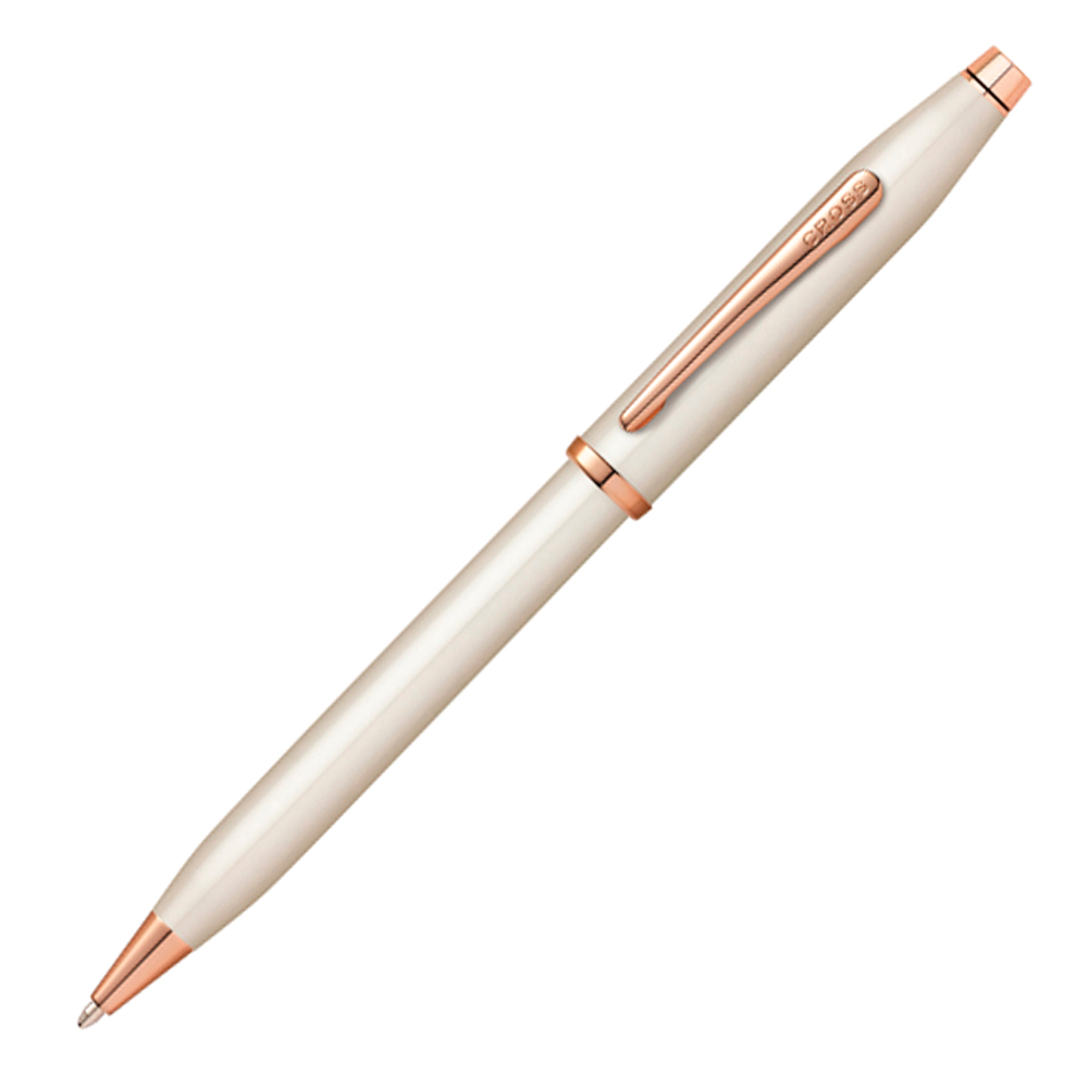 Ручка шариковая автоматическая Cross "Century II Pearlescent White Lacquer", 0.7 мм, жемчужный, розовое золото, стерж. черный