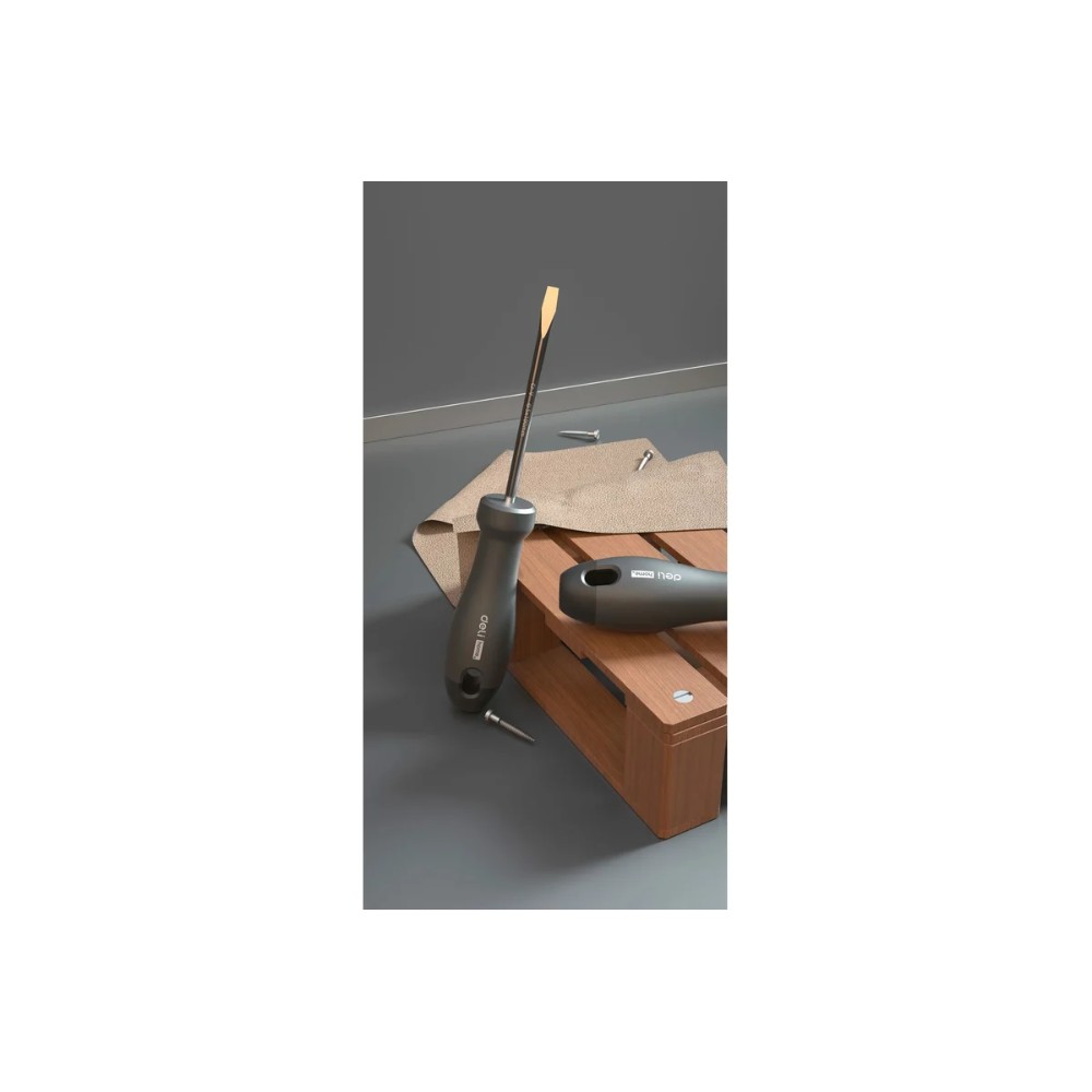 Набор отверток Deli HS HT1004, 4 шт. (PH1х100,PH2х150,SL5х100, SL6х150), Soft Touch, черный - 3