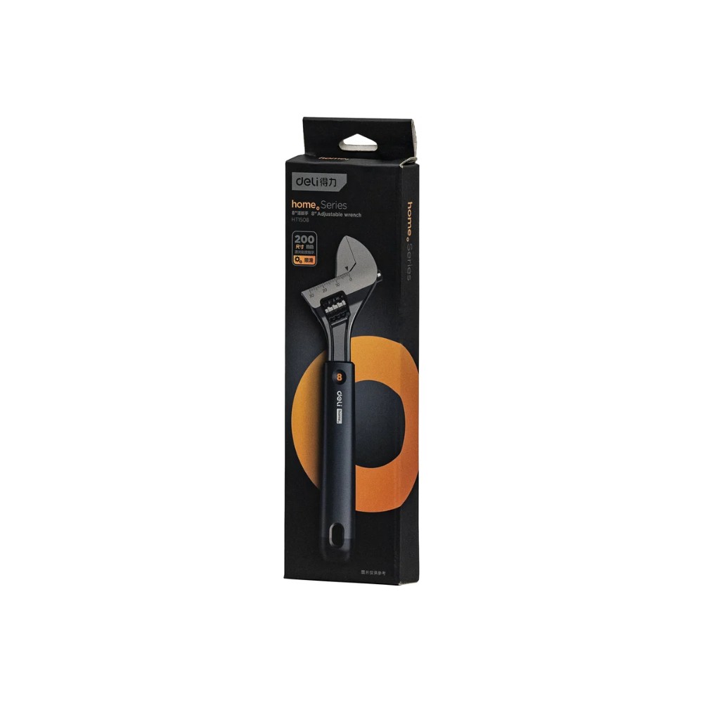 Ключ разводной Deli HS EHT1508, 210 мм, раскрытие губок 0-28 мм, Soft Touch, черный - 9