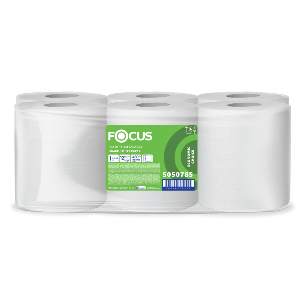 Бумага туалетная  Focus Eco, 450 метров, 1 слой, 100% целлюлоза - 2