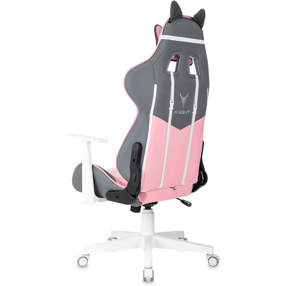 Кресло игровое Бюрократ Knight "Catzy", экокожа, пластик, серый, розовый - 9