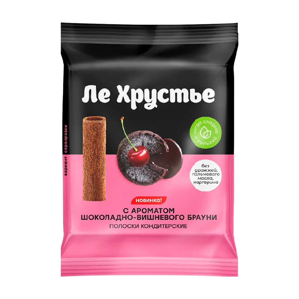 Полоски кондитерские "ЛеХрустье", 100 гр, с ароматом шоколадно-вишневого брауни