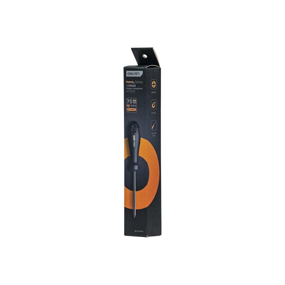 Отвертка Deli HS EHT1203, PH0х75 мм, Soft Touch, черный - 9