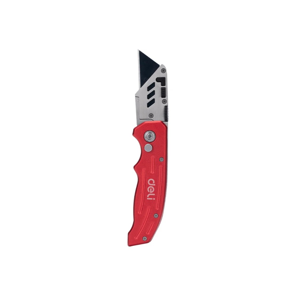 Нож строительный складной Deli RS EDL040, трапеция, 19T, красный - 3