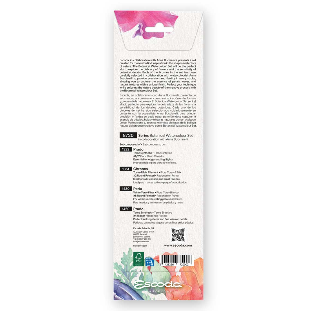 Набор кистей "Escoda. Botanical watercolor set", набор 4 шт - 2
