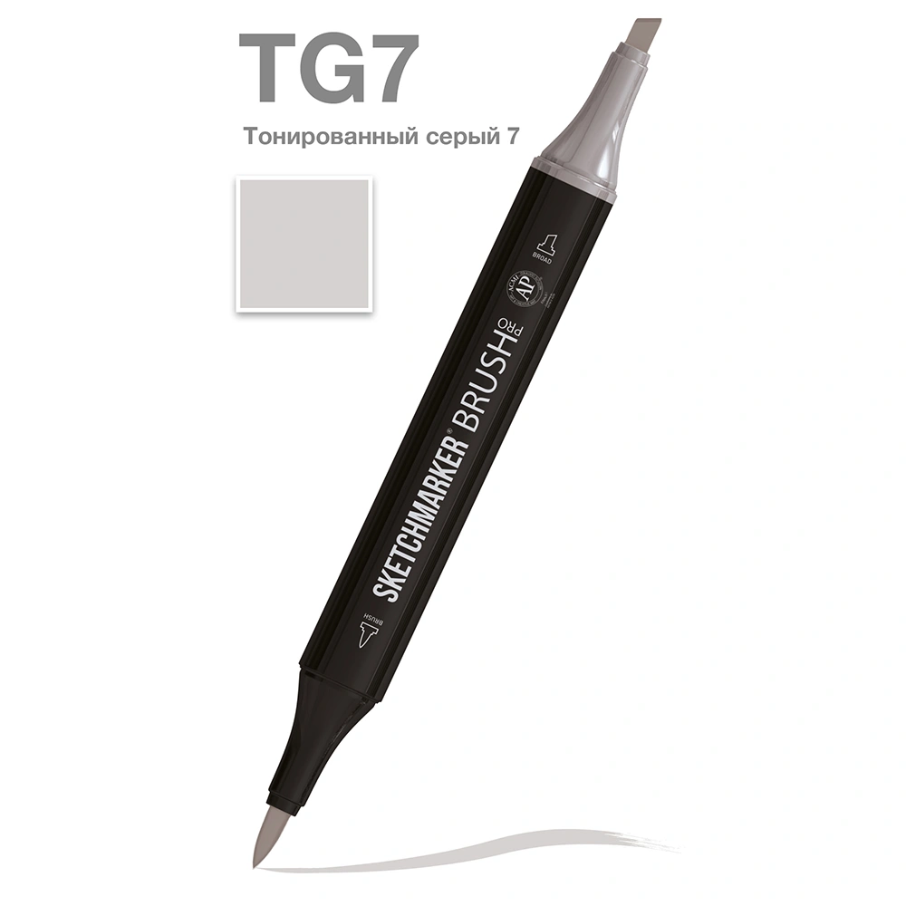 Маркер перманентный двусторонний "Sketchmarker Brush", TG7 тонированный серый 7